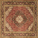 Square Persian Brown Traditional Rug, tr1167brn
