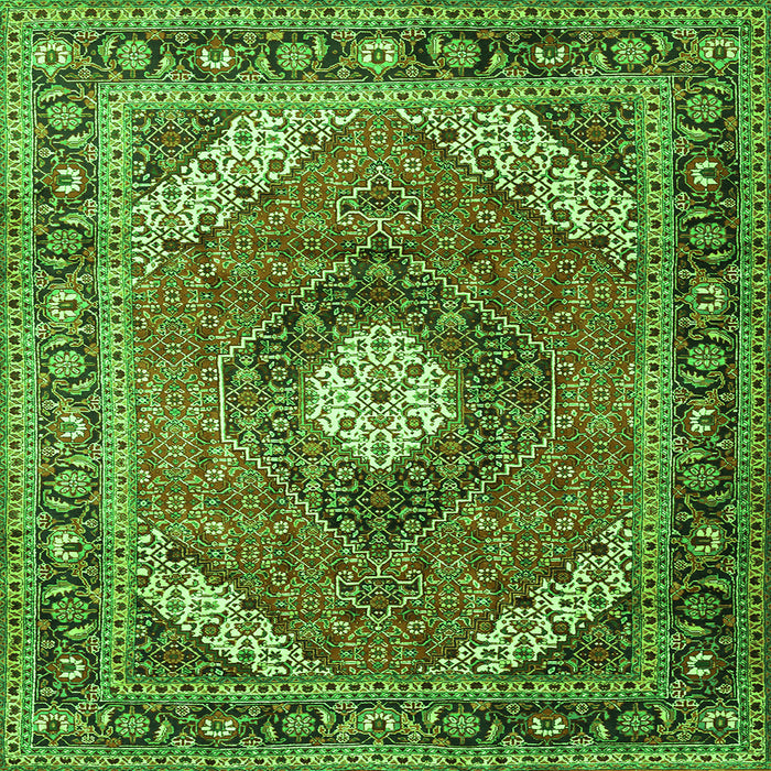 Round Machine Washable Persian Green Traditional Area Rugs, wshtr1167grn
