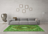 Machine Washable Persian Green Traditional Rug, wshtr1167grn