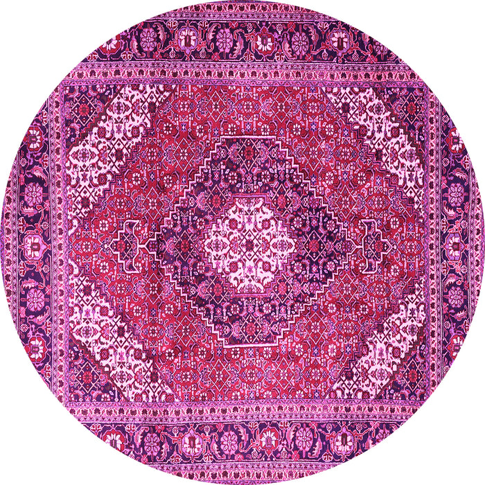 Round Machine Washable Persian Pink Traditional Rug, wshtr1167pnk