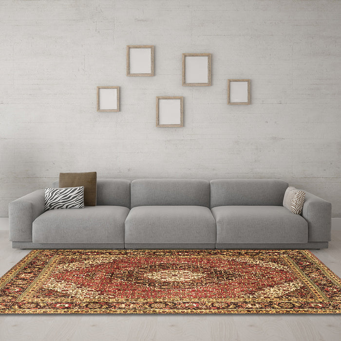 Machine Washable Persian Brown Traditional Rug in a Living Room,, wshtr1167brn