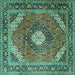 Square Persian Turquoise Traditional Rug, tr1167turq