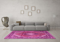 Machine Washable Persian Pink Traditional Rug, wshtr1167pnk