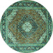 Round Persian Turquoise Traditional Rug, tr1167turq