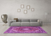 Machine Washable Persian Purple Traditional Rug, wshtr1167pur