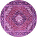 Round Machine Washable Persian Purple Traditional Area Rugs, wshtr1167pur