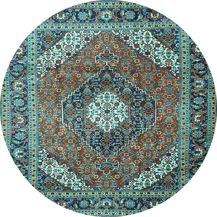 Round Machine Washable Persian Light Blue Traditional Rug, wshtr1167lblu