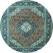 Round Machine Washable Persian Light Blue Traditional Rug, wshtr1167lblu