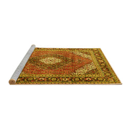 Sideview of Machine Washable Persian Yellow Traditional Rug, wshtr1167yw