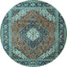 Round Persian Light Blue Traditional Rug, tr1167lblu