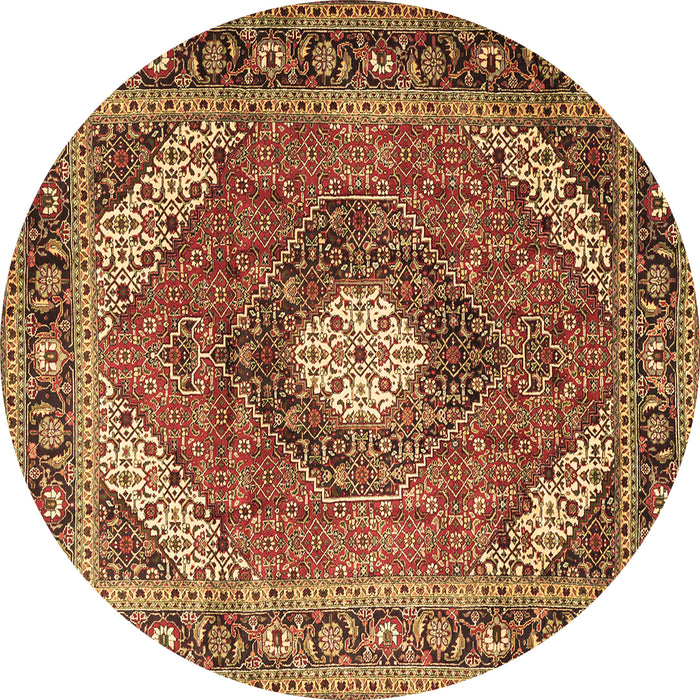 Round Persian Brown Traditional Rug, tr1167brn