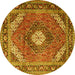 Round Machine Washable Persian Yellow Traditional Rug, wshtr1167yw