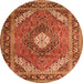 Square Persian Orange Traditional Rug, tr1167org