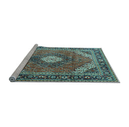 Sideview of Machine Washable Persian Light Blue Traditional Rug, wshtr1167lblu