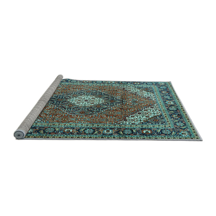 Sideview of Machine Washable Persian Light Blue Traditional Rug, wshtr1167lblu