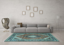 Machine Washable Persian Light Blue Traditional Rug in a Living Room, wshtr1167lblu