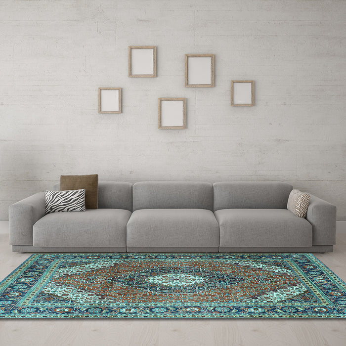 Machine Washable Persian Light Blue Traditional Rug in a Living Room, wshtr1167lblu