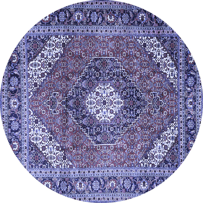 Round Machine Washable Persian Blue Traditional Rug, wshtr1167blu