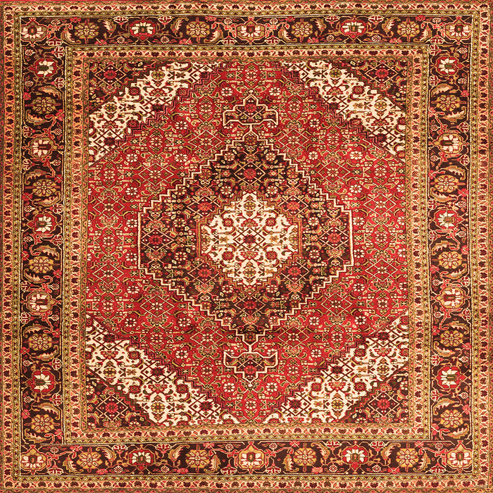 Round Machine Washable Persian Orange Traditional Area Rugs, wshtr1167org