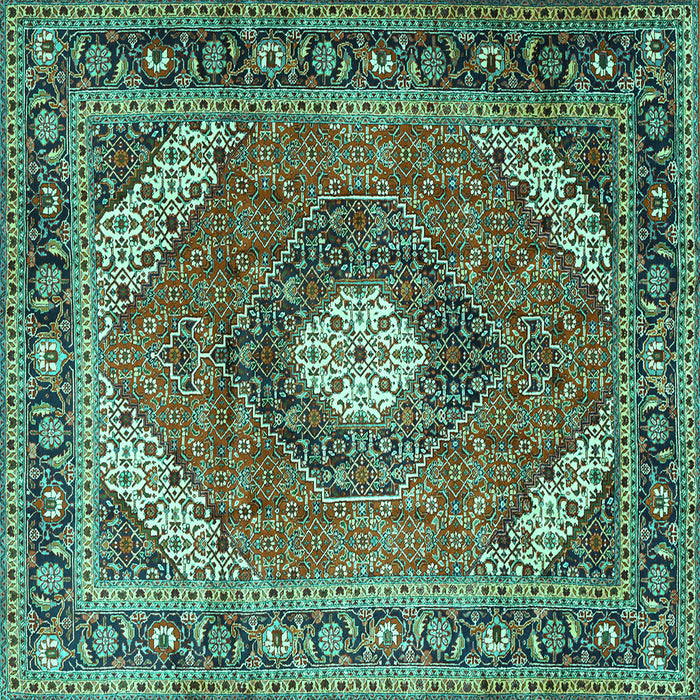 Square Machine Washable Persian Turquoise Traditional Area Rugs, wshtr1167turq
