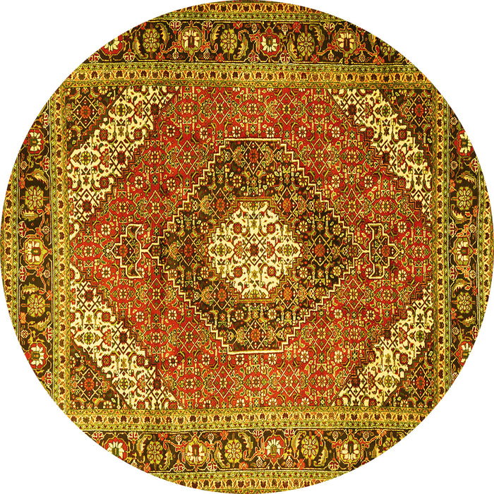 Round Persian Yellow Traditional Rug, tr1167yw