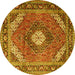 Round Persian Yellow Traditional Rug, tr1167yw