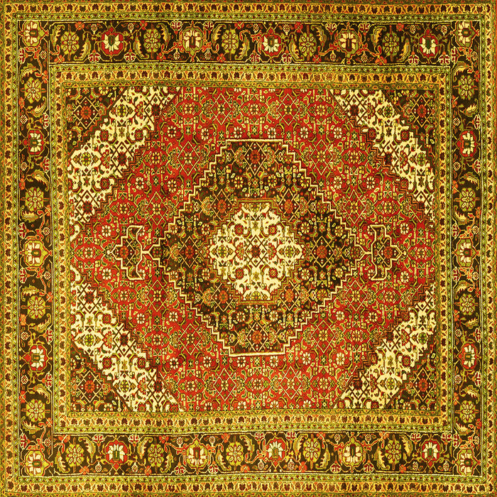 Square Machine Washable Persian Yellow Traditional Rug, wshtr1167yw