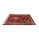 Sideview of Machine Washable Traditional Gold Brown Rug, wshtr1168