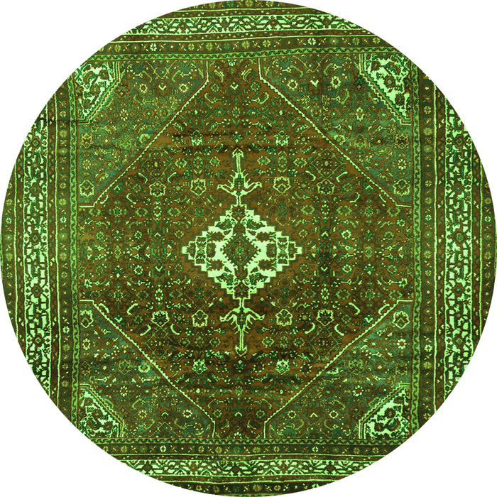 Square Persian Green Traditional Rug, tr1168grn