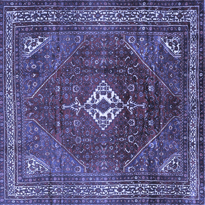 Square Machine Washable Persian Blue Traditional Rug, wshtr1168blu