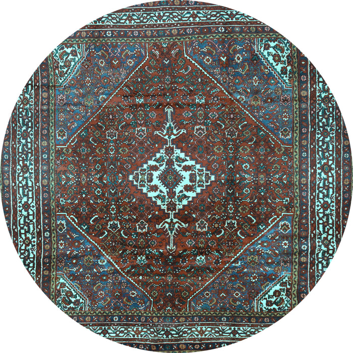 Round Machine Washable Persian Light Blue Traditional Rug, wshtr1168lblu