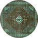 Round Persian Turquoise Traditional Rug, tr1168turq