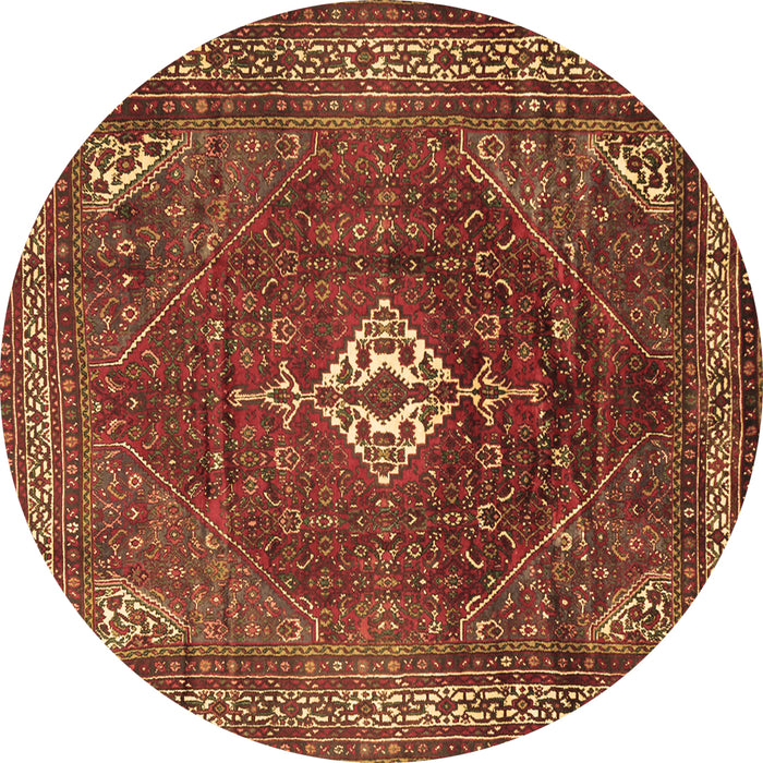 Round Persian Brown Traditional Rug, tr1168brn