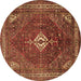 Round Persian Brown Traditional Rug, tr1168brn