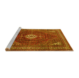 Sideview of Machine Washable Persian Yellow Traditional Rug, wshtr1168yw