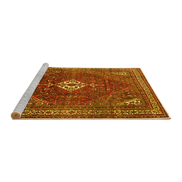 Sideview of Machine Washable Persian Yellow Traditional Rug, wshtr1168yw