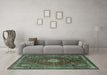 Machine Washable Persian Turquoise Traditional Area Rugs in a Living Room,, wshtr1168turq