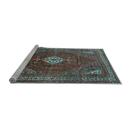 Sideview of Machine Washable Persian Light Blue Traditional Rug, wshtr1168lblu