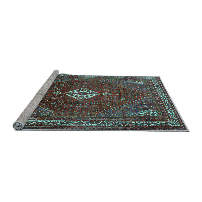 Sideview of Machine Washable Persian Light Blue Traditional Rug, wshtr1168lblu