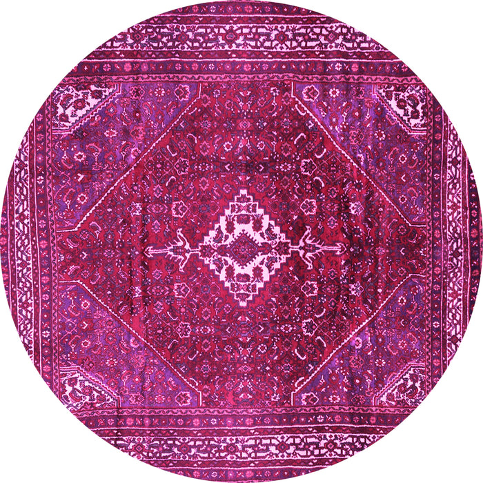 Round Machine Washable Persian Pink Traditional Rug, wshtr1168pnk