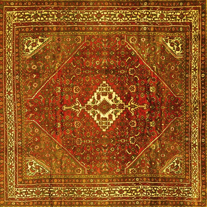 Square Machine Washable Persian Yellow Traditional Rug, wshtr1168yw