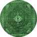 Round Persian Emerald Green Traditional Rug, tr1168emgrn