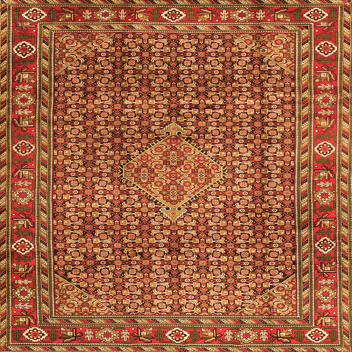 Round Machine Washable Persian Orange Traditional Area Rugs, wshtr1169org