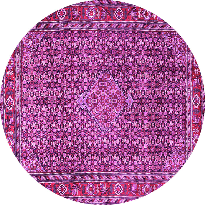 Round Machine Washable Persian Pink Traditional Rug, wshtr1169pnk
