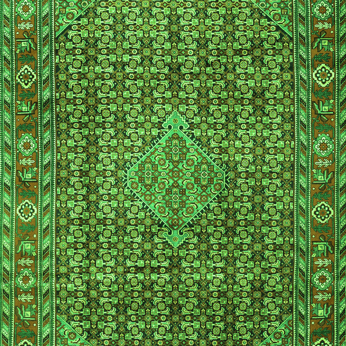 Serging Thickness of Machine Washable Persian Green Traditional Area Rugs, wshtr1169grn