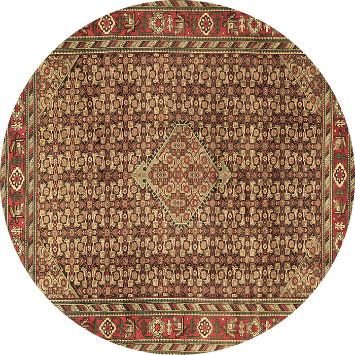 Round Persian Brown Traditional Rug, tr1169brn
