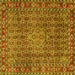 Square Machine Washable Persian Yellow Traditional Rug, wshtr1169yw