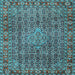 Square Machine Washable Persian Light Blue Traditional Rug, wshtr1169lblu