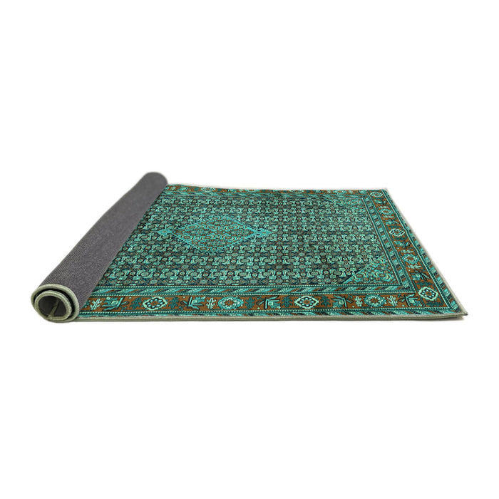 Sideview of Persian Turquoise Traditional Rug, tr1169turq