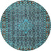 Round Persian Light Blue Traditional Rug, tr1169lblu